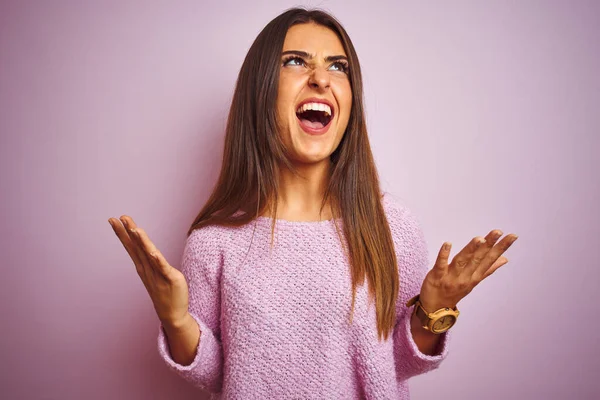 Giovane Bella Donna Indossa Maglione Casual Piedi Sopra Isolato Sfondo — Foto Stock