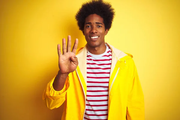 African American Man Afro Hair Wearing Rain Coat Standing Isolated — Stock Photo, Image