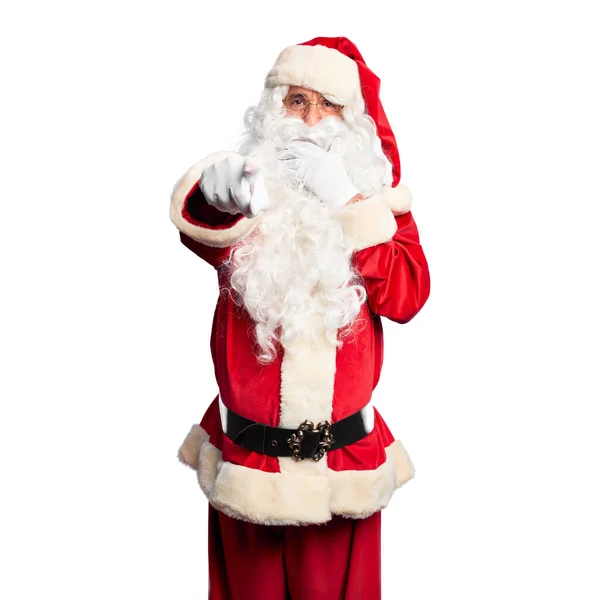 Gutaussehender Mann Mittleren Alters Weihnachtsmann Kostüm Und Bart Der Dich — Stockfoto
