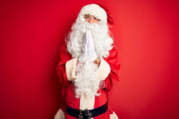 Hombre Guapo Mediana Edad Vistiendo Traje Santa Pie Sobre Fondo —  Fotos de Stock