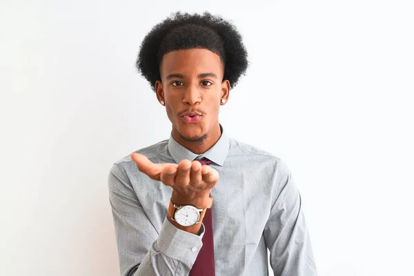 Giovane Uomo Affari Afroamericano Indossa Cravatta Piedi Sopra Isolato Sfondo — Foto Stock