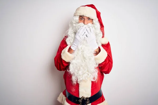 Hombre Guapo Mediana Edad Vistiendo Traje Santa Pie Sobre Fondo — Foto de Stock