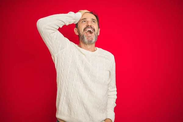 Schöner Älterer Mann Mittleren Alters Mit Grauen Haaren Über Isoliertem — Stockfoto