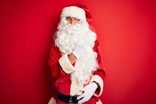 Homem Bonito Meia Idade Vestindo Traje Papai Noel Sobre Fundo — Fotografia de Stock