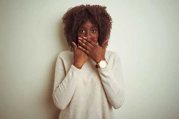 Young African Afro Woman Wearing Turtleneck Sweater Isolated White Background — Stock Photo, Image