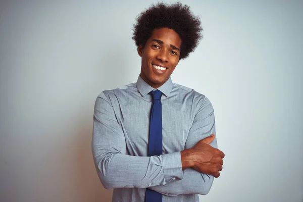 Αμερικανός Επιχειρηματίας Αφρο Μαλλιά Φορώντας Πουκάμισο Και Γραβάτα Πάνω Από — Φωτογραφία Αρχείου