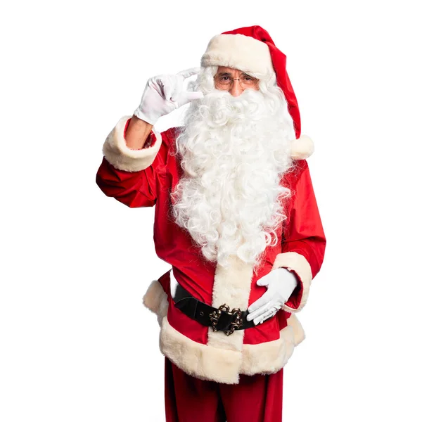 Middle Age Handsome Man Wearing Santa Claus Costume Beard Standing — Stock Photo, Image