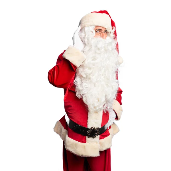 Middle Age Handsome Man Wearing Santa Claus Costume Beard Standing — Stock Photo, Image