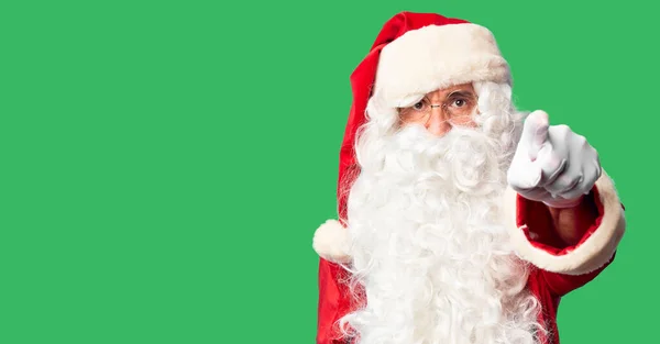 Gutaussehender Mann Mittleren Alters Weihnachtsmann Kostüm Und Bart Der Unzufrieden — Stockfoto