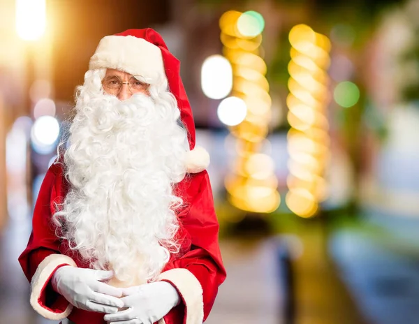 Hezký Muž Středního Věku Kostýmu Santa Clause Vousy Který Stál — Stock fotografie