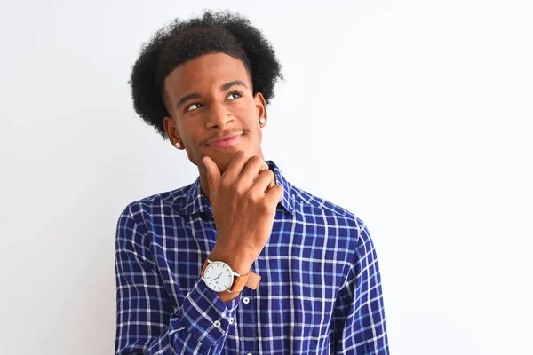 Young African American Man Wearing Casual Shirt Standing Isolated White — Stock Photo, Image