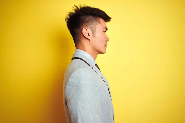 Asiático Chino Hombre Negocios Vistiendo Traje Corbata Pie Sobre Aislado —  Fotos de Stock