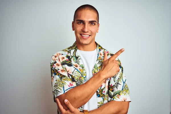 Young Handsome Man Holidays Wearing Hawaiian Shirt White Background Big — Stock Photo, Image