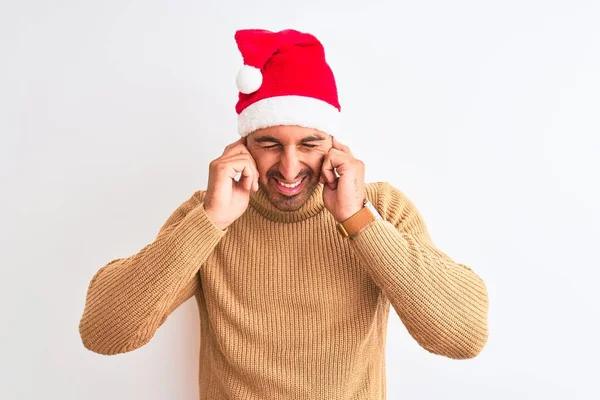 Ein Junger Gutaussehender Mann Weihnachts Und Rollkragenpullover Über Isoliertem Hintergrund — Stockfoto
