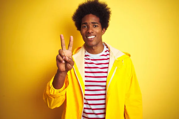 African American Man Afro Hair Wearing Rain Coat Standing Isolated — Stock Photo, Image