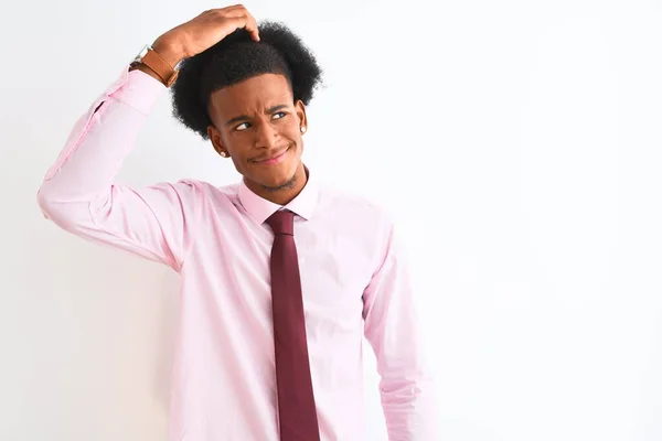 Jovem Empresário Afro Americano Vestindo Gravata Sobre Fundo Branco Isolado — Fotografia de Stock