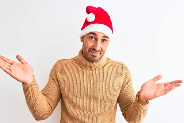 Young Handsome Man Wearing Christmas Turtleneck Sweater Isolated Background Clueless — Stock Photo, Image
