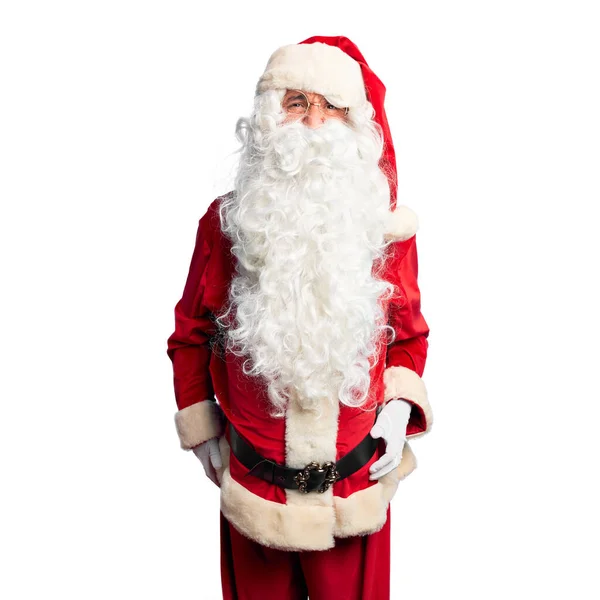Hombre Guapo Mediana Edad Con Traje Santa Claus Barba Pie —  Fotos de Stock