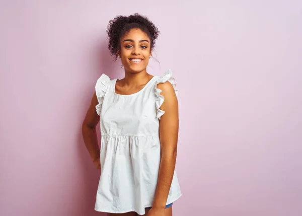 Jovem Bela Menina Adolescente Afro Americana Vestindo Elegante Shirt Branca — Fotografia de Stock