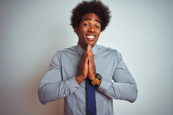 American Business Man Afro Hair Wearing Shirt Tie Isolated White — Stock Photo, Image