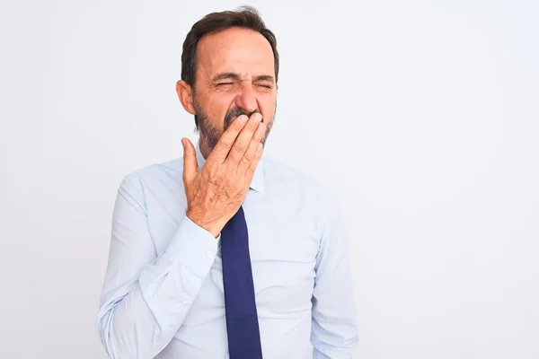 Empresário Meia Idade Vestindo Gravata Elegante Sobre Fundo Branco Isolado — Fotografia de Stock