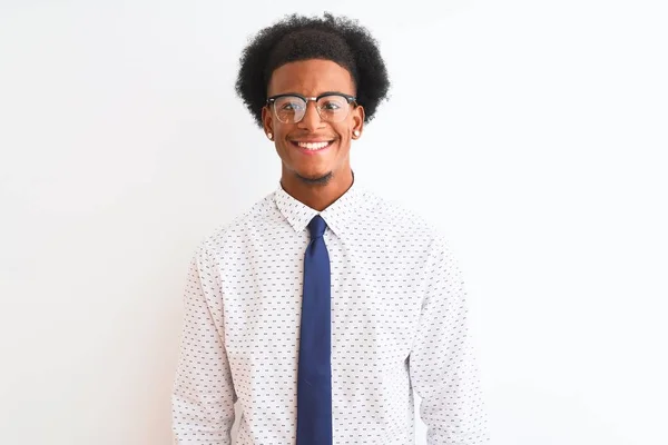 Joven Empresario Afroamericano Con Corbata Gafas Sobre Fondo Blanco Aislado —  Fotos de Stock