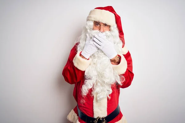 Homem Bonito Meia Idade Vestindo Traje Papai Noel Sobre Fundo — Fotografia de Stock