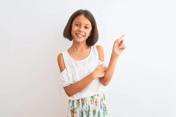 Junges Schönes Kindermädchen Lässigem Kleid Vor Isoliertem Weißem Hintergrund Mit — Stockfoto