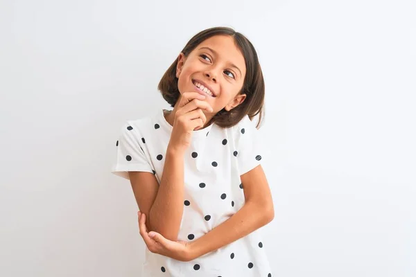 Junges Schönes Mädchen Lässigem Shirt Das Über Isoliertem Weißem Hintergrund — Stockfoto