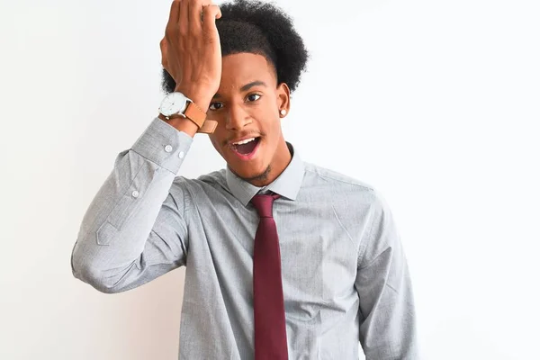 Young African American Businessman Wearing Tie Standing Isolated White Background — ストック写真