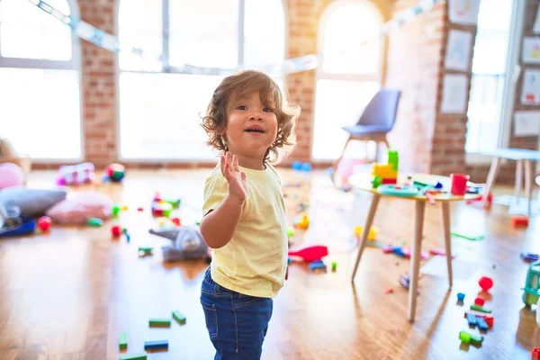 Young Beautiful Toddler Smiling Happy Standing Smile Face Kindergaten — Stock Photo, Image