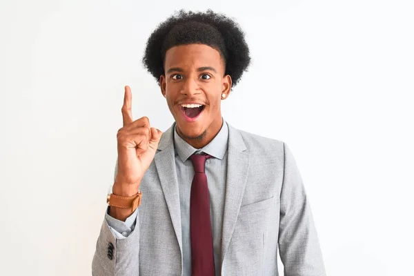 Giovane Uomo Affari Afro Americano Vestito Sopra Isolato Sfondo Bianco — Foto Stock