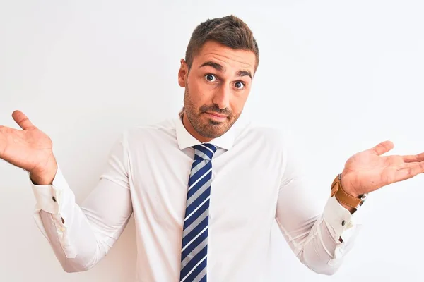 Jovem Bonito Homem Negócios Elegante Sobre Fundo Isolado Expressão Sem — Fotografia de Stock