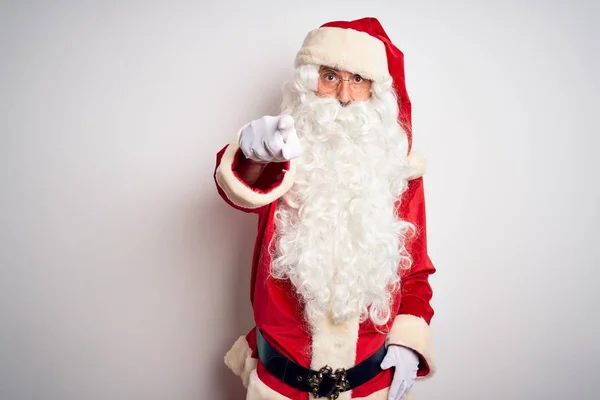 Hombre Guapo Mediana Edad Vistiendo Traje Santa Pie Sobre Fondo —  Fotos de Stock