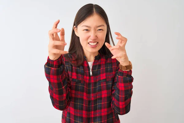 Jeune Femme Chinoise Vêtue Une Veste Décontractée Debout Sur Fond — Photo