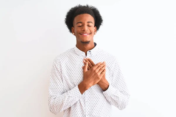 Junger Afrikanisch Amerikanischer Mann Elegantem Hemd Vor Isoliertem Weißem Hintergrund — Stockfoto