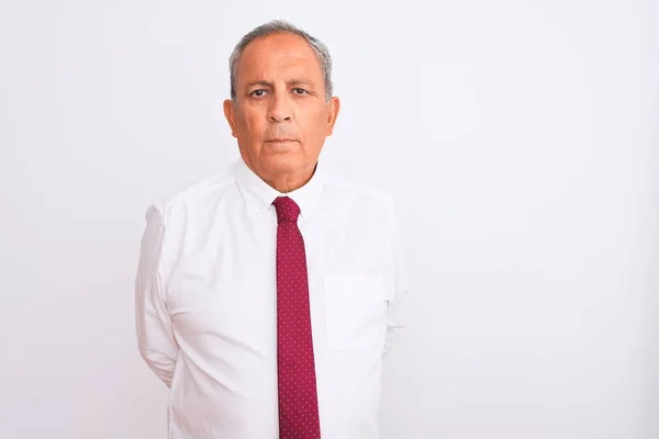 Senior Hombre Negocios Pelo Gris Con Elegante Corbata Sobre Fondo — Foto de Stock