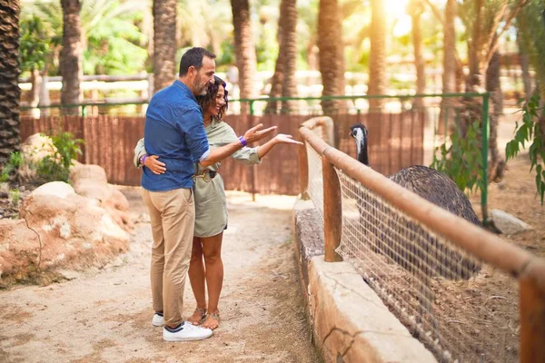 Middle Age Beautiful Couple Smiling Happy Confident Town Park Standing — Stock Photo, Image