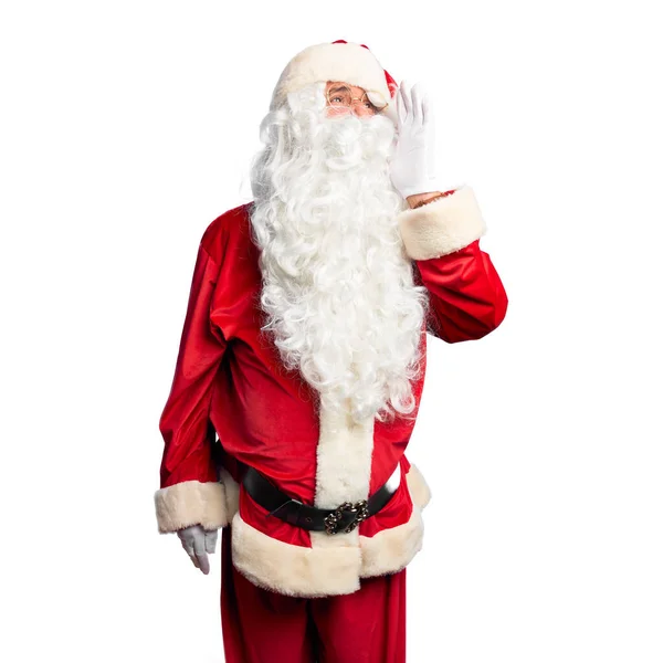 Orta Yaşlı Yakışıklı Adam Noel Baba Kostümü Sakal Takmış Ele — Stok fotoğraf