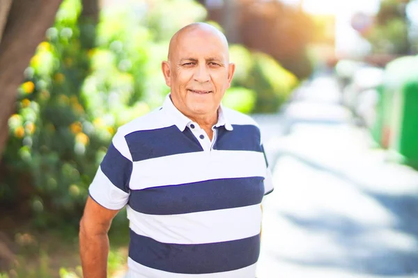Senior Handsome Man Smiling Happy Confident Standing Smile Face Town — Stock Photo, Image