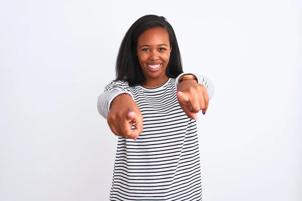 Linda Jovem Afro Americana Vestindo Camisola Inverno Sobre Fundo Isolado — Fotografia de Stock