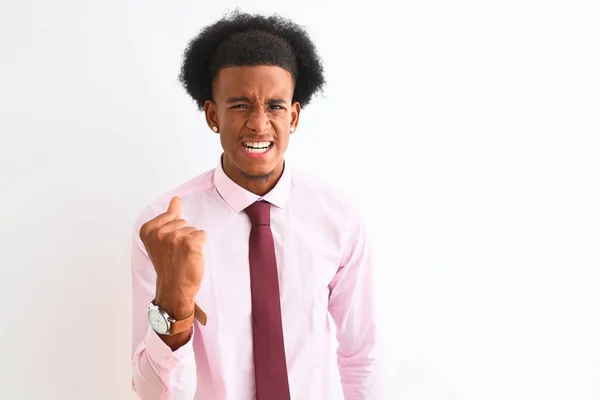 Jovem Empresário Afro Americano Vestindo Gravata Sobre Fundo Branco Isolado — Fotografia de Stock