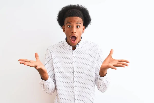 Young African American Man Wearing Elegant Shirt Standing Isolated White — Stock Photo, Image