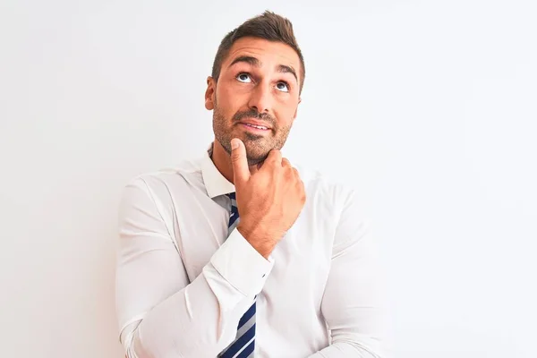 Young Handsome Elegant Business Man Isolated Background Hand Chin Thinking — Stock Photo, Image