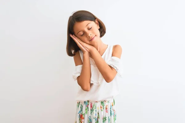 Junges Schönes Kindermädchen Lässigem Kleid Steht Vor Isoliertem Weißen Hintergrund — Stockfoto