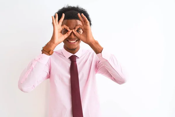 Jovem Empresário Afro Americano Vestindo Gravata Sobre Fundo Branco Isolado — Fotografia de Stock