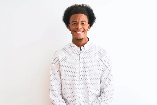 Young African American Man Wearing Elegant Shirt Standing Isolated White — 스톡 사진