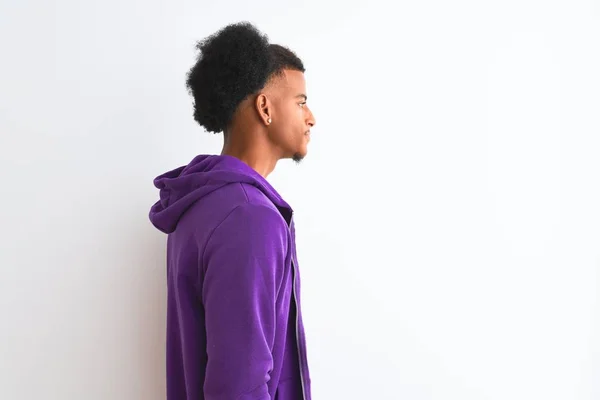African American Man Wearing Purple Sweatshirt Standing Isolated White Background — ストック写真