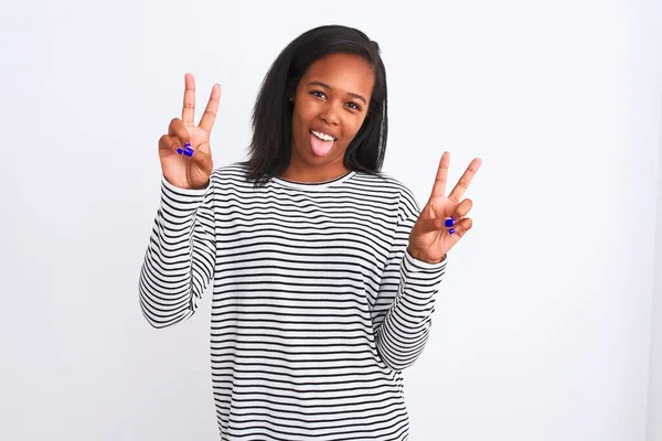 Beautiful Young African American Woman Wearing Winter Sweater Isolated Background — Stock Photo, Image