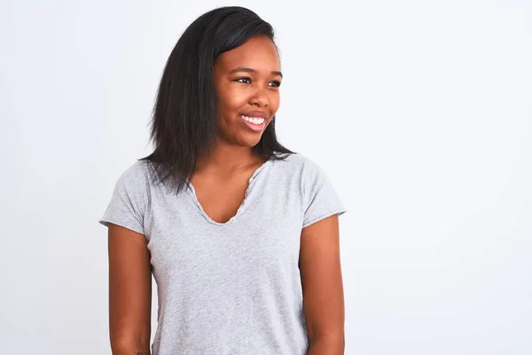 Beautiful Young African American Woman Wearing Casual Shirt Isolated Background — ストック写真